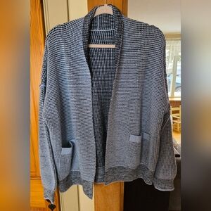 Cozy Blue and Gray Knit Cardigan